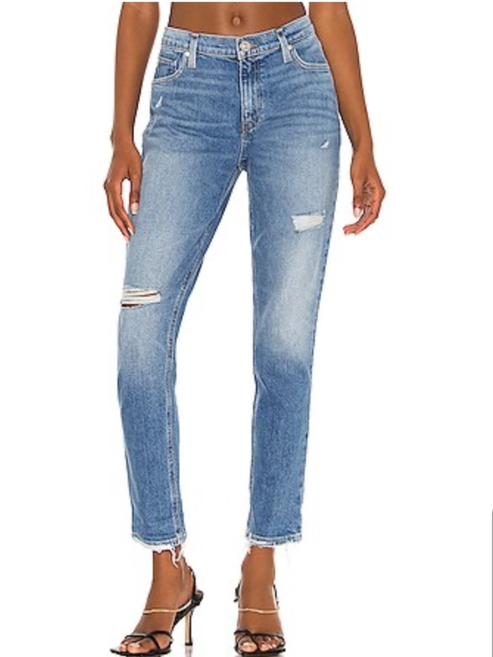 Hudson Lana Boyfriend Light Blue Distressed Straight-Leg Jeans 30